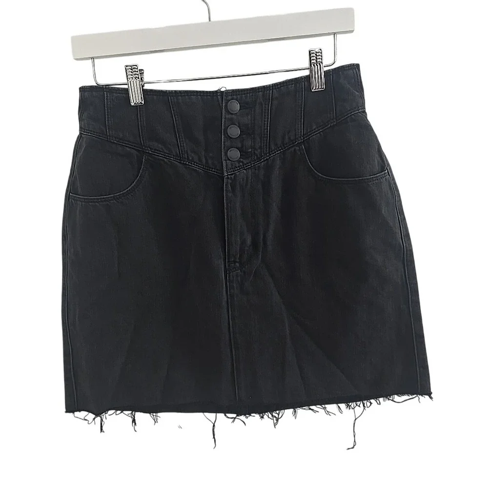 Hollister Ultra High-Rise Mini Skirt Size 11/w30‎ Black Denim Y2K Western Preppy